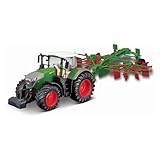 Bburago B18-31665 Die-Cast FENDT 1050 Vario mit funktionierendem Wirbel Rechen Fahrzeug, rot, groß