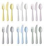 IKEA Kalas Besteck-Set für Babys/Kleinkinder, 18-teilig, Pastellfarben, mehrfarbig, BPA-frei