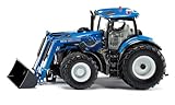 siku 6797, New Holland T7.315 Traktor mit Frontlader, Blau, Metall/Kunststoff, 1:32, Ferngesteuert, Ohne Fernsteuermodul, Steuerung via App oder Gaming Controller möglich