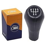 OBEST Auto Schaltknauf Schalthebel, 5 Gang Schaltknauf für BMW E34 E36 E38 E39 E46 E52 Echtleder(FX-172)