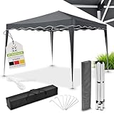 Juskys Faltpavillon Vivara 3x3 m - Pop-up Pavillon höhenverstellbar, UV50+ & wasserabweisend - Gartenzelt mit Tasche - Partyzelt für Garten - Grau