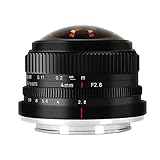 7Artisans 4mm F2.8 Fisheye Ultra Wide Angle Lens APS-C Handbuch Focus Prime Lens Kompatibel für Canon EOS-M Mount Spiegellose Kamera für Canon EOS-M1 EOS-M2 Eos-M3/M5/M6/M10/M50