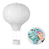LIHAO Papierlampion Heißluftballon Lampions Deko Ballon Lampenschirm Weiß Classic Bamboo Style für Hochzeit Feier Geburtstag Party (12", 30 cm)