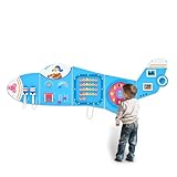 Monläurd® Holz Flugzeug Aktivität Wandpaneel für Kinder Sensorisches Wandspielzeug Aktivitätswürfel Wandspielzeug für Kleinkinder 1-3 Kindertagesstätte Möbel Montessori Busy Board