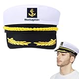 Sugeru Verstellbare Kapitänsmütze, Matrosenmütze für Erwachsene, Seemannsmütze für Mottopartys, Kapitän Kostüm, Geeignet für Männer, Frauen, Geeignet für Junggesellenabschied, Karneval, Cosplay