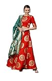 lehenga choli für Frauen, bereit zum Tragen, Designer-Partykleidung, vollständig genähtes Kleid im indischen Stil, Rot und goldfarben, Medium