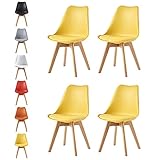 mcc direct Esszimmerstühle im 4er Set Küchenstuhl Bürostuhl Lounge Stuhl Designer Schalenstuhl Eva (Gelb)