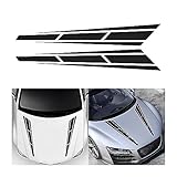 JNNJ 2 Stück Auto Haube Streifen Aufkleber, Auto Racing Karosserie Stoßstange Aufkleber Vinyl Streifen, Aufkleber Streifen Dekoration Für Autos Geländewagen(Schwarz)