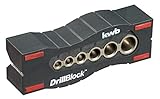 kwb Bohrhilfe / Bohrlehre Ø 44899 mm DrillBlock für rechtwinklige / gerade u. präzise Bohrungen auf Oberflächen, Rundmaterialien und Kanten inkl. Grip-Points