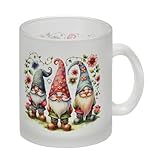 Gartenzwerge mit Blumen Glas Tasse Frecher Garten-Schelm Zwerge Kecke Wichtel Figuren Tasse Perfekt für Gartenliebhaber