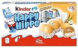 kinder Happy Hippo Haselnuss – Knusprige Waffelspezialität mit Milch- und Haselnusscreme – 1 Packung mit je 5 Einzelriegeln à 20,7g
