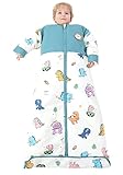 Chilsuessy Winter 2.5 Tog Kinder Schlafsack mit abnehmbaren Ärmeln Baby Schlafsack Bio Baumwolle Ganzjahres Schlafsack für Jungen und Mädchen Warm, 2.5 Tog/Dinosaurier Paradies, L (100-130 cm)
