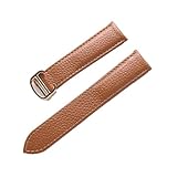 Cong Yi Litsche-Korn-Rinds-Rindsriemenriemen-Männer und Frauen kompatibel mit Cartier-Tank-Tank SOLO Londoner Leder Watchkette Zubehör(Brown gold buckle,17mm)