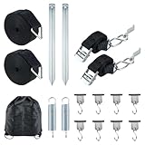Homvvi Sturmband Markise Set, Vorzelt Sturmsicherung für Thule Omnistor - Sturmverspannung Strap für Markise, 8 x Kederleiste Haken, Erdanker, Vorzelt hold down Side Strap mit Wohnmobil Zubehör