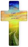 Butzon & Bercker Acrylglas‑Kreuz „Gott begleite und behüte dich“ – hochwertiges Symbolkreuz aus Acrylglas in Geschenkverpackung, segensreicher Wandschmuck – 14 × 8,5 cm