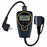 NOVKIT Lichtsensor Relais Zeitschaltuhr Steckdose für den Aussenbereich mit Kurzem/Langem Intervall-Zyklus (1 Sek. bis 999 Std.) und Countdown-Funktion (230V/AC/16A/3680W)