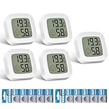 Druuzyl 5 Stück Luftfeuchtigkeitsmesser Thermometer Innen Mini LCD Digital Thermometer Hygrometer Gauge, Klimameter für Innenräume für Babyzimmer Wohnzimmer Büro Gewächshaus (Weiß)