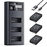 K&F CONCEPT Canon LP-E12 Kamera-Akku 1100mAh, Dreifach-Power, Dreifach-Slot LCD-Ladegerät-Kit, Kompatibel mit Canon EOS M, M2, M10, M50, M50 Mark II, M1 M100, M200, PowerShot SX70 HS, Rebel SL1