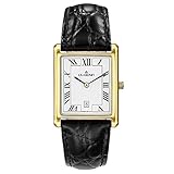 DUGENA Unisex-Armbanduhr 4460726 Quadra Classica, Quarz, weißes Zifferblatt, Edelstahlgehäuse, gehärtetes Mineralglas, Lederarmband, Dornschließe, 3 bar