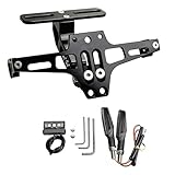 Motorrad-Kennzeichenhalter mit Links-/Rechtsabbiegelicht Motorrad-Kennzeichenhalter LED-Licht Verstellbarer Universal CNC-Aluminium-Kennzeichenhalter Für die meisten gängigen Motorradmodelle (Schwarz)
