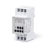 conecto Digitale Zeitschaltuhr für Hutschiene Schalttafel-Einbau | LCD-Display | 10 Schaltprogramme (Wochen-/Tages- und Minutenprogramm) | Sommerzeit + 12/24h Timer | IP20 | 3600W | weiß