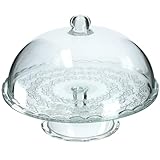 KADAX Tortenständer mit Deckel, Transparente Tortenplatte mit Fuß, Elegante Glaskuchenteller, Tortenglocke aus Glas, robuster Servierteller (Rund Ø 29 cm)