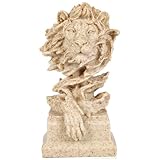 H&W Mini-Löwen-Statue, 12,7 cm H – Der König der Tierwesen – Figur Dekoration für Zuhause/Arbeitszimmer/Wohnzimmer, tolle Sammlerfiguren, bestes Geschenk für den Mann (Sandsteinfarbe)