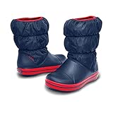 Crocs Unisex Kinder Winter Puff Boot Kids Stiefel, Navy/Red, 32/33 EU