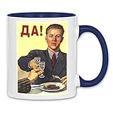 wowshirt Tasse Sowjetunion Propaganda Poster Alkohol Vodka USSR CCCP Russland, Farbe:White - Navy
