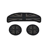 Mini F54 Auto Cup Untersetzer, Satz von 3 Anti-Rutsch Untersetzer Aufbewahrungsbox Silikon Stoßfeste Matte für Mini Cooper F54 Clubman Cup Halter Auto Zubehör (Black Flag)