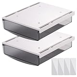 Fentar Schublade unter dem Schreibtisch, aus transparentem ABS, 2 Stück, ohne Perforation, langlebig mit Klebstoff, zur Aufbewahrung von Schreibtisch