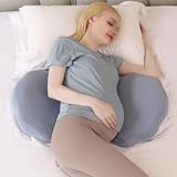 Chilling Home Schwangerschaftskissen zum Schlafen, Memory Foam Schwangerschaftskissen für Bauch, Rücken, Verstellbares und Tragbares Körperkissen für Seitenschläfer (Jersey)
