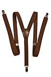 Olata schmale Hosenträger Y Form – längenverstellbare Unisex Hosenträger – 2 cm. Braun