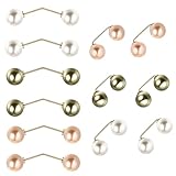 OUDQFCJ 12 Pcs Doppel Faux Perlen Brosche, Kragen Clip, Schal Clip, Doppelköpfige Perlen Cardigan-Brosche, Ausschnitt Brosche, Pullover Kleidung, Sweater Shawl Clip