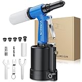 VORXEON Druckluft Nietpistole Satz Blindnietpistole Werkzeug Nietzange Nietpistole 1780KGF Mit 5 Mundstücke(2,4mm 3,2mm 4,0mm 4,8mm 6.4mm) Luftnietpistole Blindnietzange Für Haushalt Autoreparatur