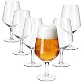MamboCat 6er Set Carré Bierglas I 400ml, Höhe 18cm I für 6 Personen I Bierkelch aus Glas mit Fuß I transparentes Bierglas 0,35L I Biergläser für Partys, Geburtstage, Feiern, Bierfeste & Co