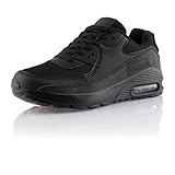 Fusskleidung® Damen Herren Sportschuhe Dämpfung Sneaker leichte Laufschuhe Schwarz Schwarz EU 39