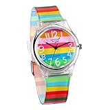 JewelryWe Junge Mädchen Armbanduhr Kinderuhr, Regenbogen LGBT Gay & Lesbian Pride Analog Quarz Uhr Lernuhr mit Silikon Armband