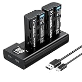 ENEGON NP-F550 Ersatzakku (2 Stück) und Smart LED Dual USB Ladegerät für Sony NP-F550 und Sony NP-F970 NP-F960 NP-F950 NP-F930 NP-F980 NP-F570 NP-F750, Camcorder