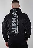 ALPHA INDUSTRIES Herren MA-1 ZH Back Print Bomberjacke, Black/Reflective, XL