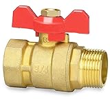 Noosverl Messing Absperrventil 3/4 Zoll Kugelhahn mit rotem Flügelgriff,Aussengewinde/Innengewinde voller Durchgang DN20 PN16