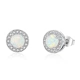 925 Sterling Silber Ohrringe Damen Ohrstecker Opal mit 3A Zirkonia Ohrschmuck Ohrringe für Frauen Mädchen