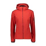 CMP Damen Softshelljacke Wind- und wasserdichte Softshelljacke WP 7.000, Ferrari-Nero, D36, 39A5006