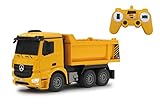 JAMARA 405108 - Muldenkipper Mercedes Arocs 1:26 2,4G - Kippmulde hoch / runter, Licht vorne, profilierte Gummireifen, Gelb