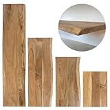 trelevo Holzplatte 50x30 cm, Akazienholz massiv 26mm, Tischplatte naturfarben, Baumkantenplatte für Regale und Rückenlehne Bank, einseitige Baumkante