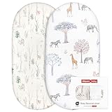 GLLQUEN BABY Bettlaken Spannbettlaken für Babybett 2 Pack,Matratzenschoner Laufgitter, Oeko-tex100 Moseskorb Stubenwagen Spannbetttuch Bezug, Kinderwagen Matratzenbezug für Neugeborenes