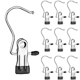 Xiumeso 10 Stück Klammerhaken Stiefelaufhängung Metall Wäscheklammern Antirutsch Kleiderbügel 360° drehbarer Stiefelklammern Hosenbügel Wäsche Hängen Haken Edelstahlhalter für stücher, Schals, Mützen