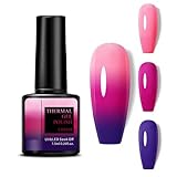 Farbwechsel UV Gel Nagellack - 7.5ml Temperaturänderung mit Glitzer Effekt, Rosa lila Temperatur Farbwechsel Nagellack Soak Off UV LED Nail Art Gel Lack UV Polish for Manicure Tip Nail Salon (Purple)