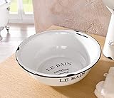 Waschschüssel"Le Bain" aus Metall, Ø 34 cm, Antik Design, Shabby Chic, Emaille-Schale Email-Schüssel