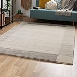 Steffensmeier Nepal Teppich Pali | Wolle, Grau, Größe: 160x230 cm Kurzflor Teppich für Wohnzimmer, Ethno Look